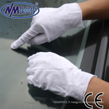 NMSAFETY 100% coton blanchi inspection des gants de couture en utilisant un gant de sécurité